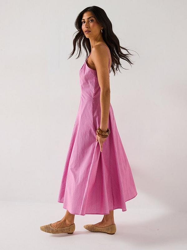 V by Very Stripe Strappy Midaxi Dress - Pink