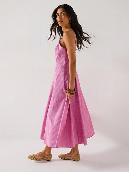 V by Very Stripe Strappy Midaxi Dress - Pink