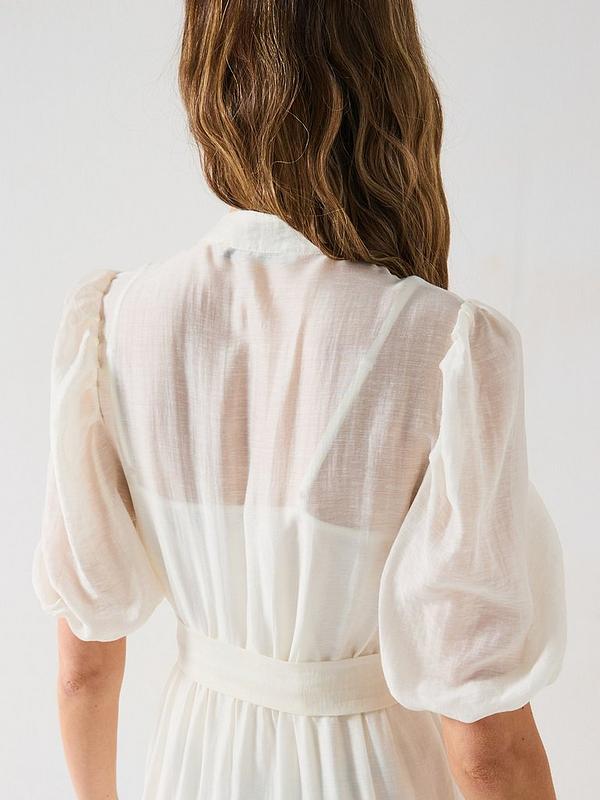 Scallop Tiered Midi Dress - White