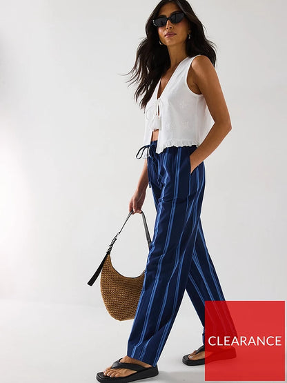 Blue Stripe Wide Leg Trouser