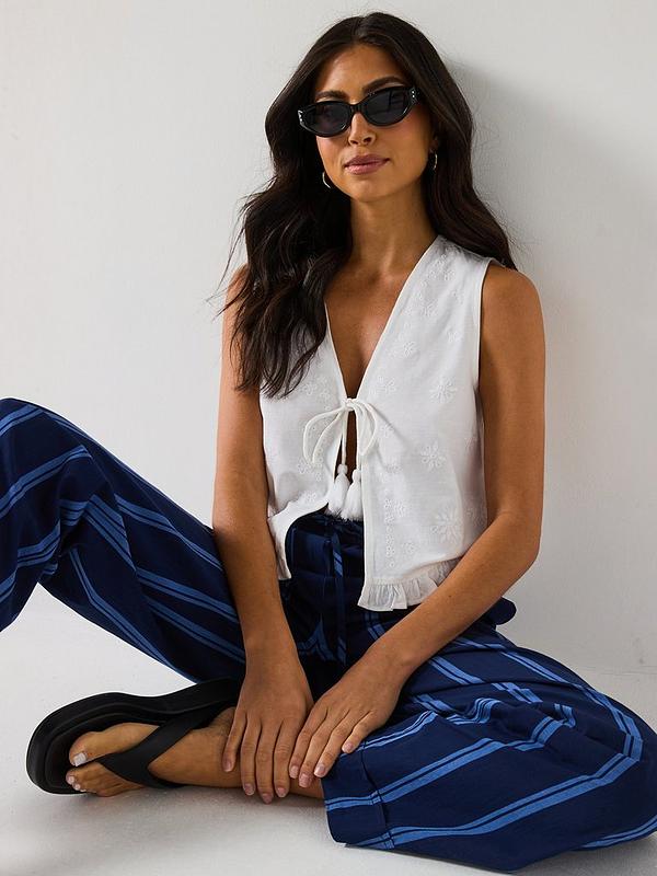 Blue Stripe Wide Leg Trouser