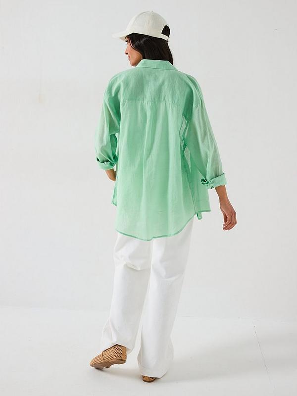 V by Very Lightweight Oversized Rami Shirt Green