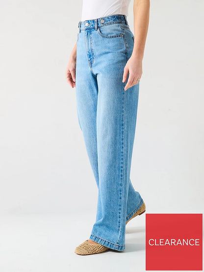 V by Very Super Soft Wide Leg Jean-Mid Wash