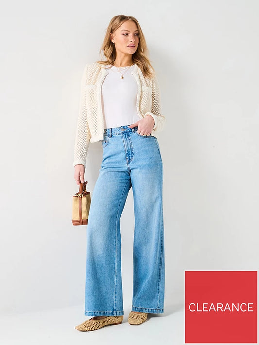V by Very Super Soft Wide Leg Jean-Mid Wash