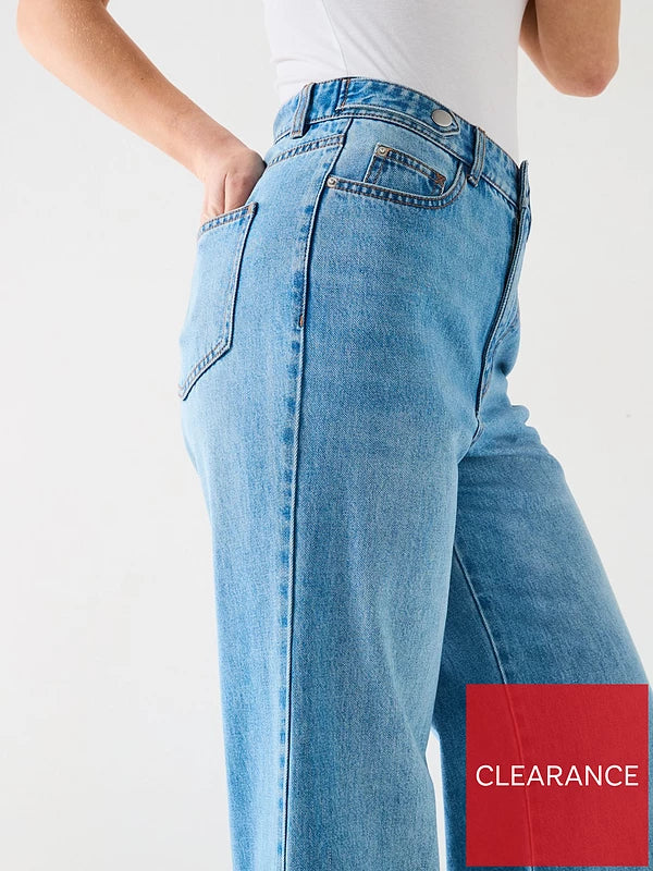 V by Very Super Soft Wide Leg Jean-Mid Wash