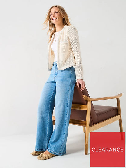 V by Very Super Soft Wide Leg Jean-Mid Wash