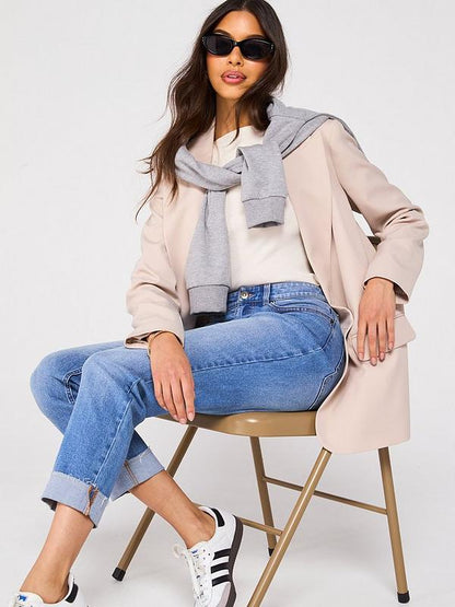 V by Very Girlfriend Straight Jeans - Mid Wash