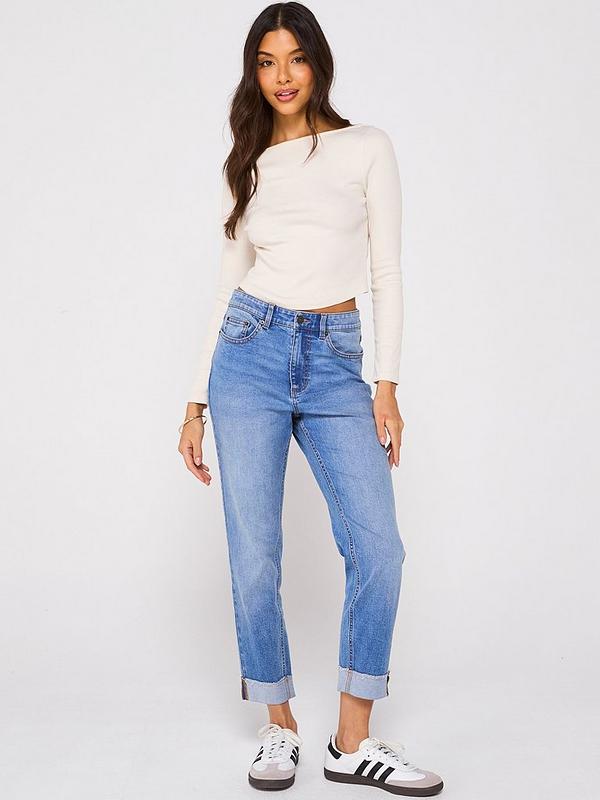 V by Very Girlfriend Straight Jeans - Mid Wash