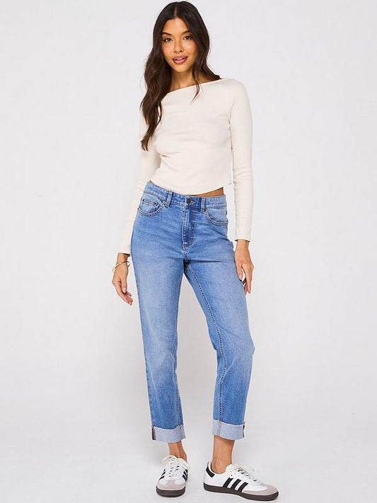 V by Very Girlfriend Straight Jeans - Mid Wash