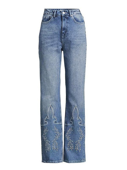 Michelle Keegan Western Embellished Straight Leg Jean - Mid Wash