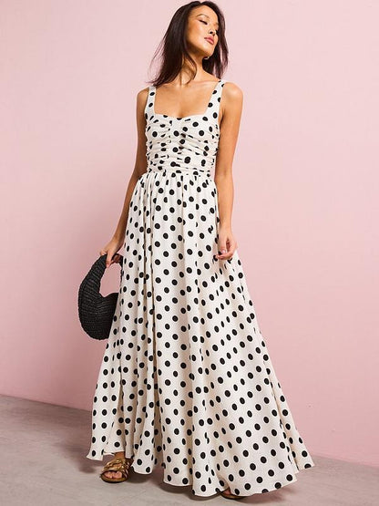 V by Very Polka Dot Maxi Dress - White/Black