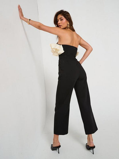 Bandeau Ruffle Mono Jumpsuit - Black