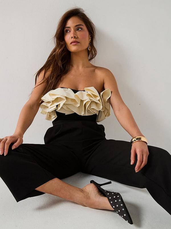 Bandeau Ruffle Mono Jumpsuit - Black