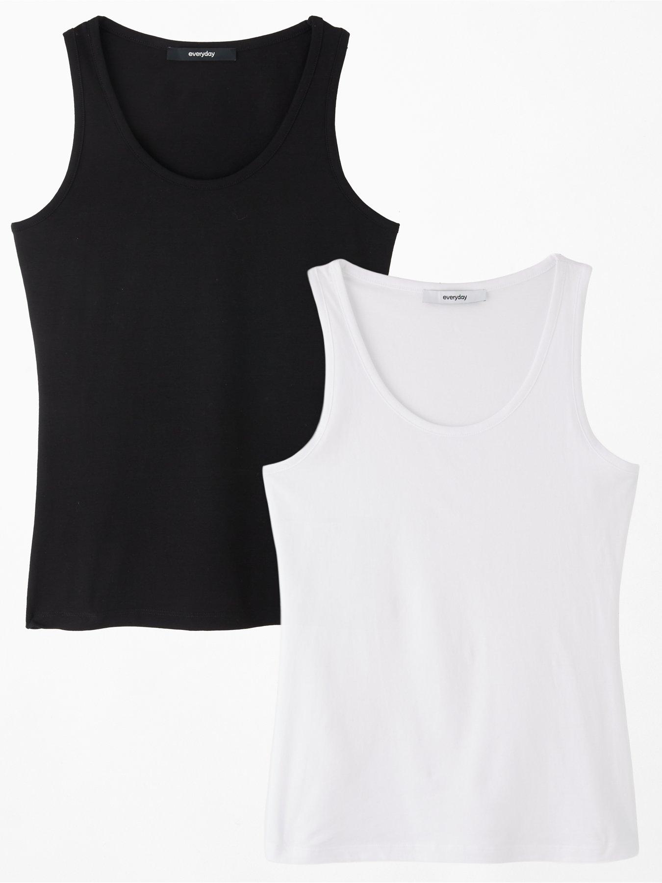 V by Very Curve Longline Slim Fit Vests (2 Pack) - Black/White