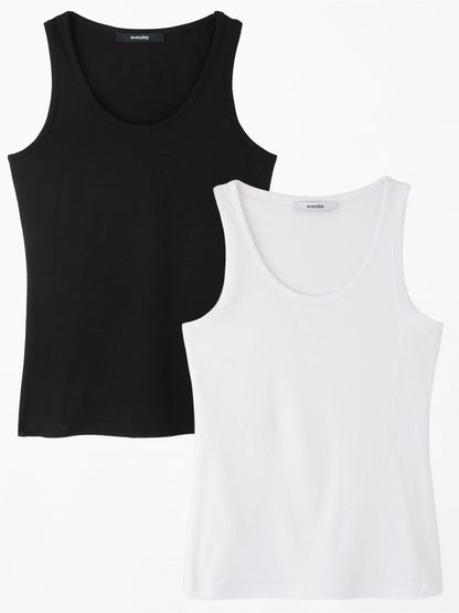 V by Very Curve Longline Slim Fit Vests (2 Pack) - Black/White