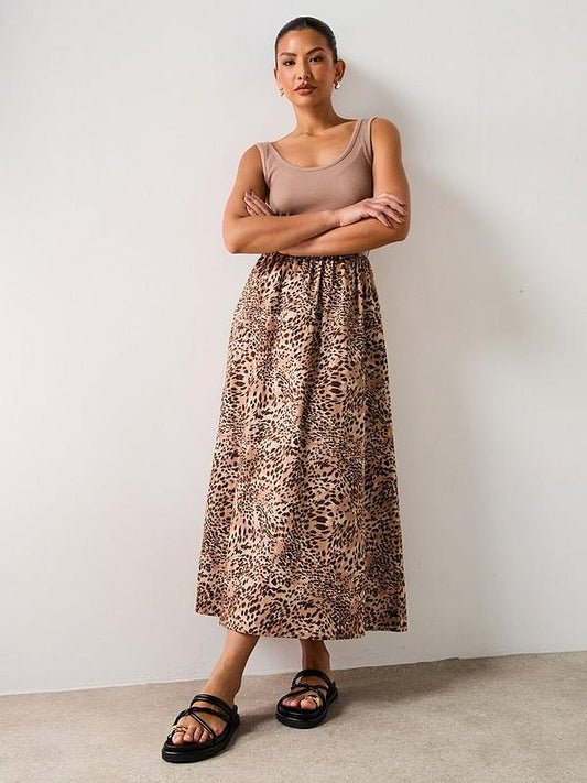 Animal Woven Mix Dress - Print