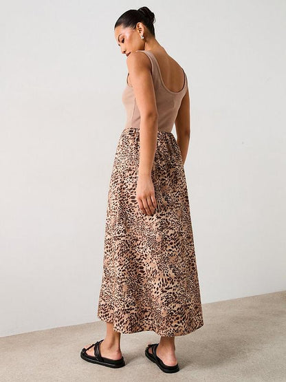 Animal Woven Mix Dress - Print