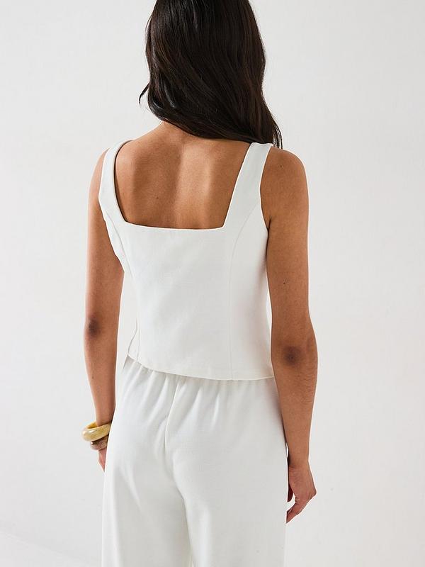 V by Very Longline Waistcoat Top Co-Ord - White