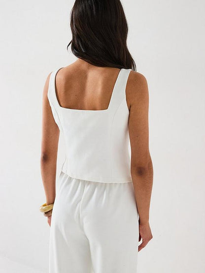 V by Very Longline Waistcoat Top Co-Ord - White