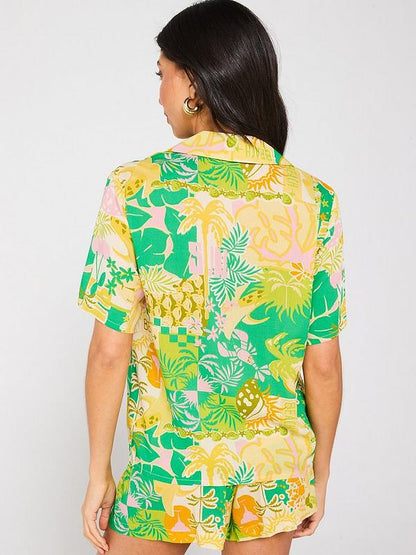 Short Sleeve Beach Co Ord Shirt - Print