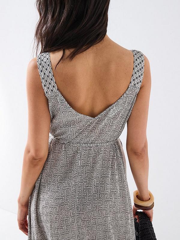 V by Very Fringed Printed Mono Maxi Dress - Print
