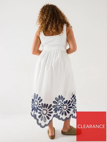 V by Very Curve Embroidered Hem Sleeveless Dress - Multi