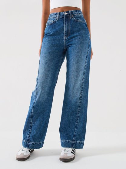 V by Very High Waist Wide Jeans - Dark Wash