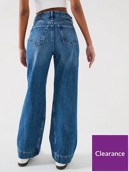 V by Very High Waist Wide Jeans - Dark Wash
