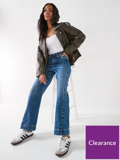 V by Very High Waist Wide Jeans - Dark Wash