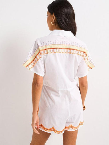 V by Very Fruit Embroidered Playsuit - Multi