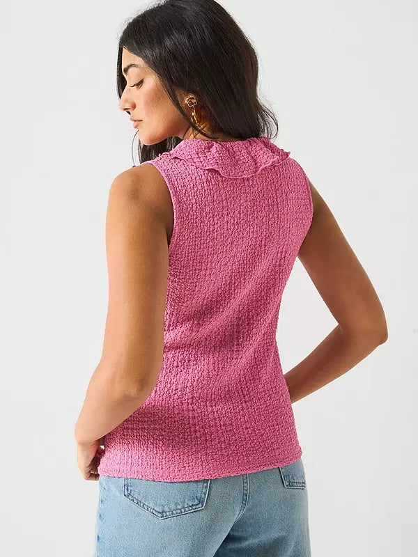 V by Very Ruffle Tie Front Top - Pink