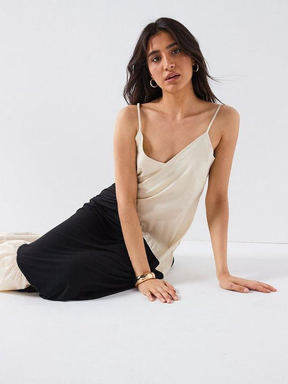 Woven Mix Panel Dress - Mono