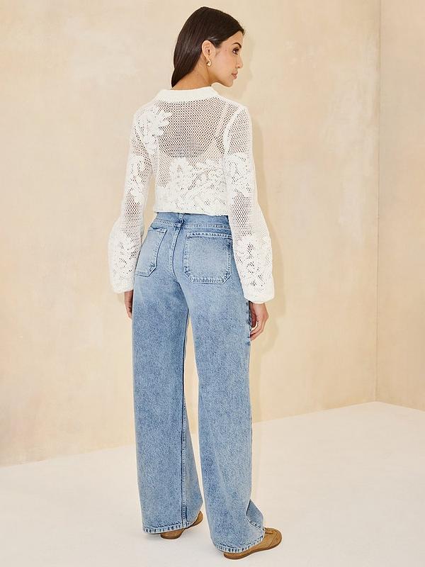 Michelle Keegan Rope Wide Leg Jeans - Mid Wash