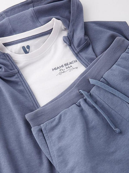 V by Very Boys Sleeveless Hoodie And Short T-Shirt Set - Blue