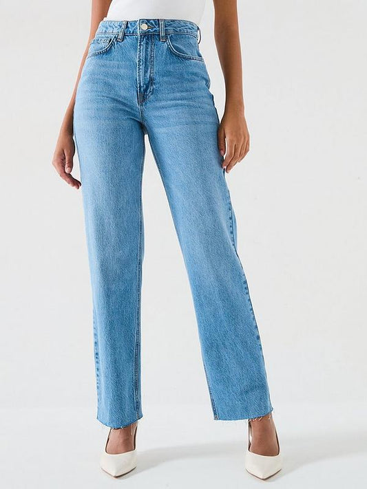 V by Very 90's Straight Fit Jeans - Mid Wash