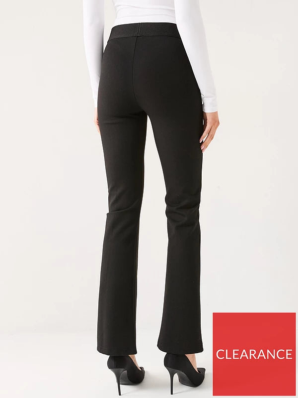 V by Very Sculpting High Waisted Pin Tuck Flared Leggings - Black