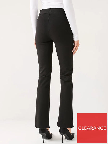 V by Very Sculpting High Waisted Pin Tuck Flared Leggings - Black