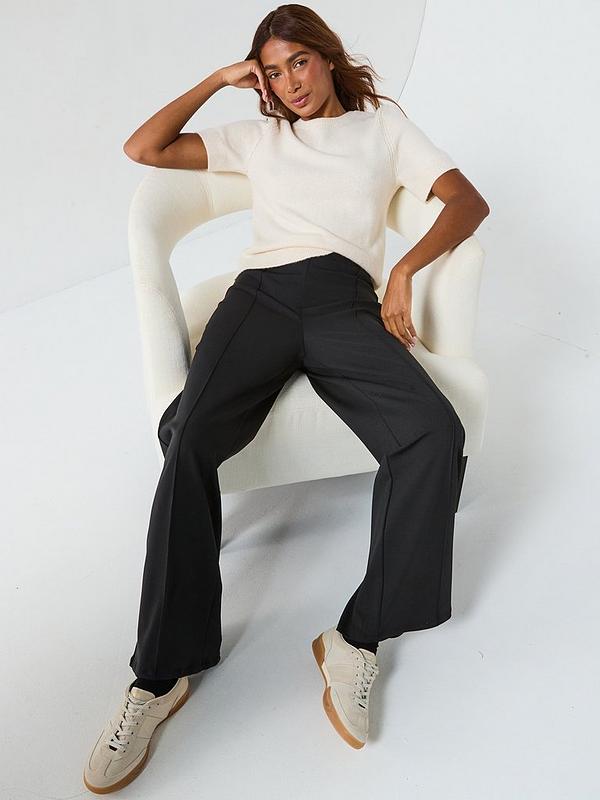 Wide Leg Pintuck Trousers Co-Ord - Black