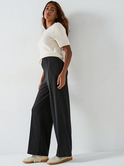 Wide Leg Pintuck Trousers Co-Ord - Black