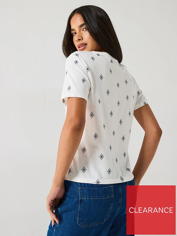 Embellished T-Shirt Motif - White