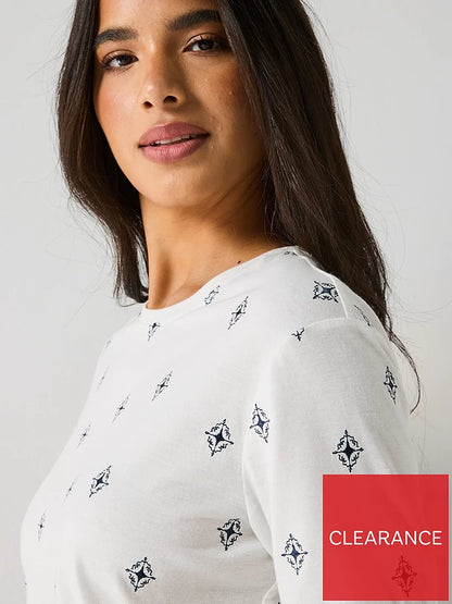 Embellished T-Shirt Motif - White