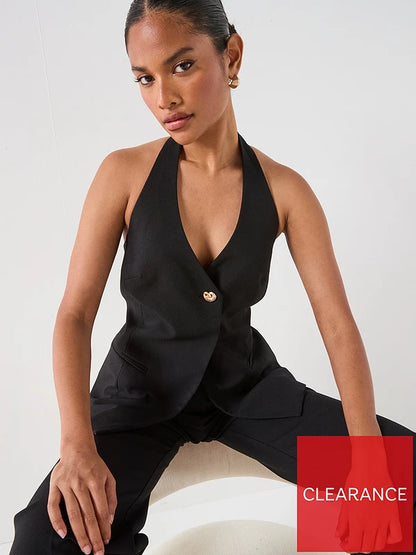 Co-ord Halterneck Waistcoat - Black
