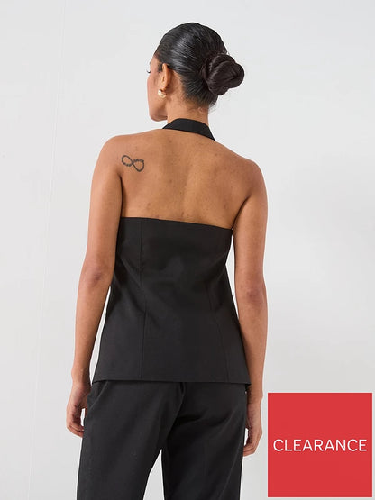 Co-ord Halterneck Waistcoat - Black