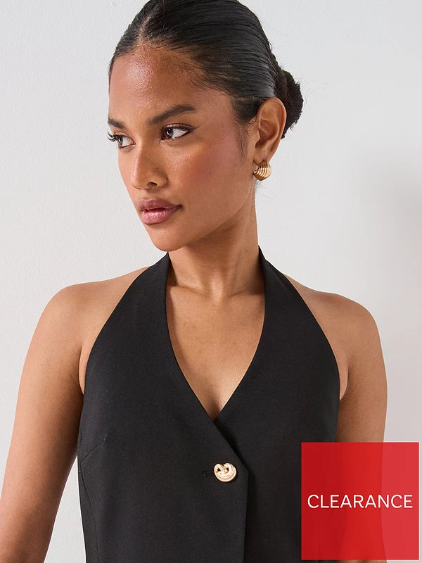 Co-ord Halterneck Waistcoat - Black