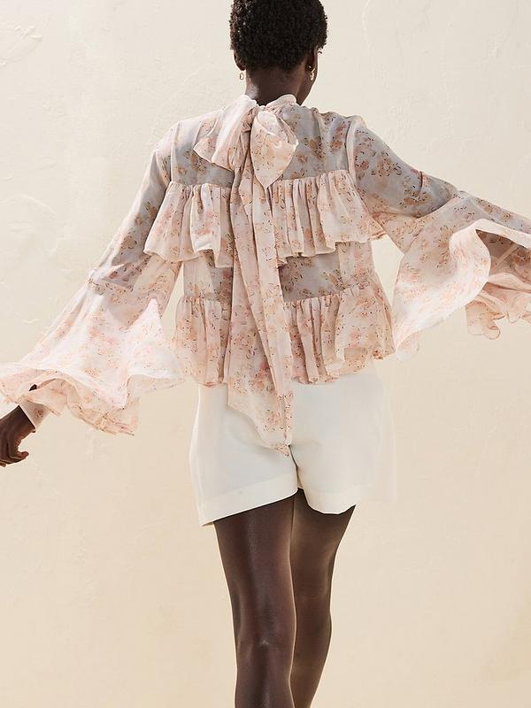 V by Very Floral Frill Blouse - Print