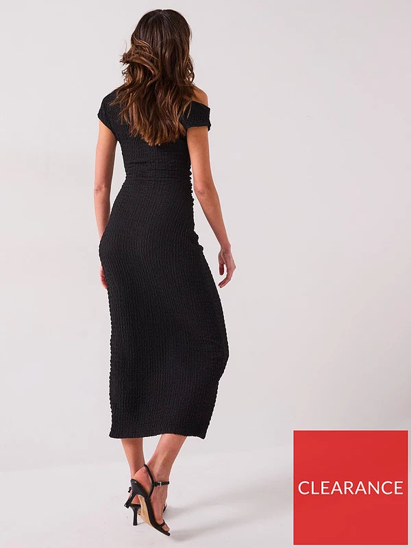 V by Very Off Shoulder Ruched Dress - Black