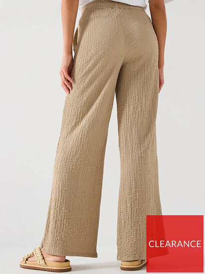 V by Very Wide Leg High Waisted Textured Trousers