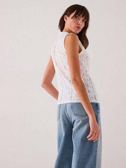 Lace Tie Detail Top - White