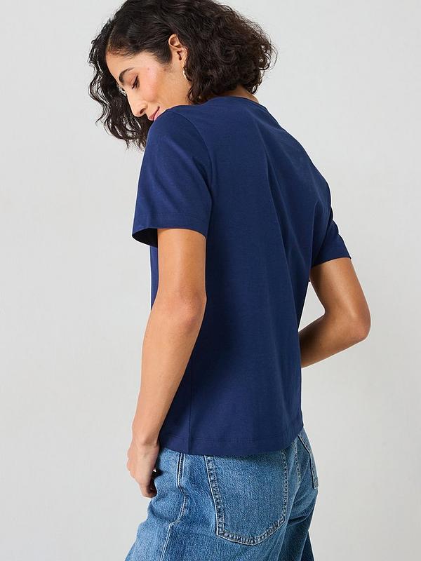 V by Very Embroidered Cut Out T-shirt - Navy