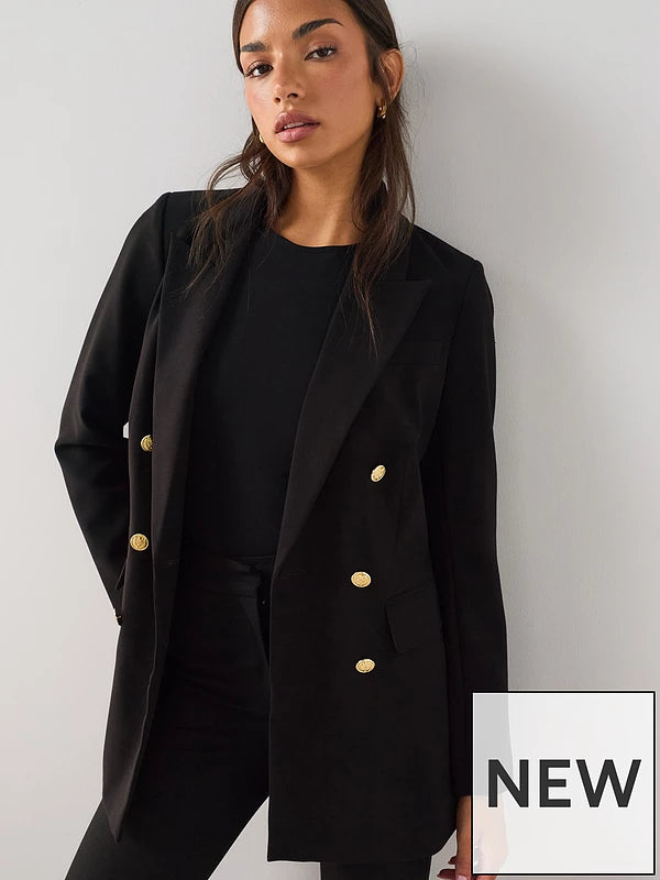 Long Line Military Jacket Black